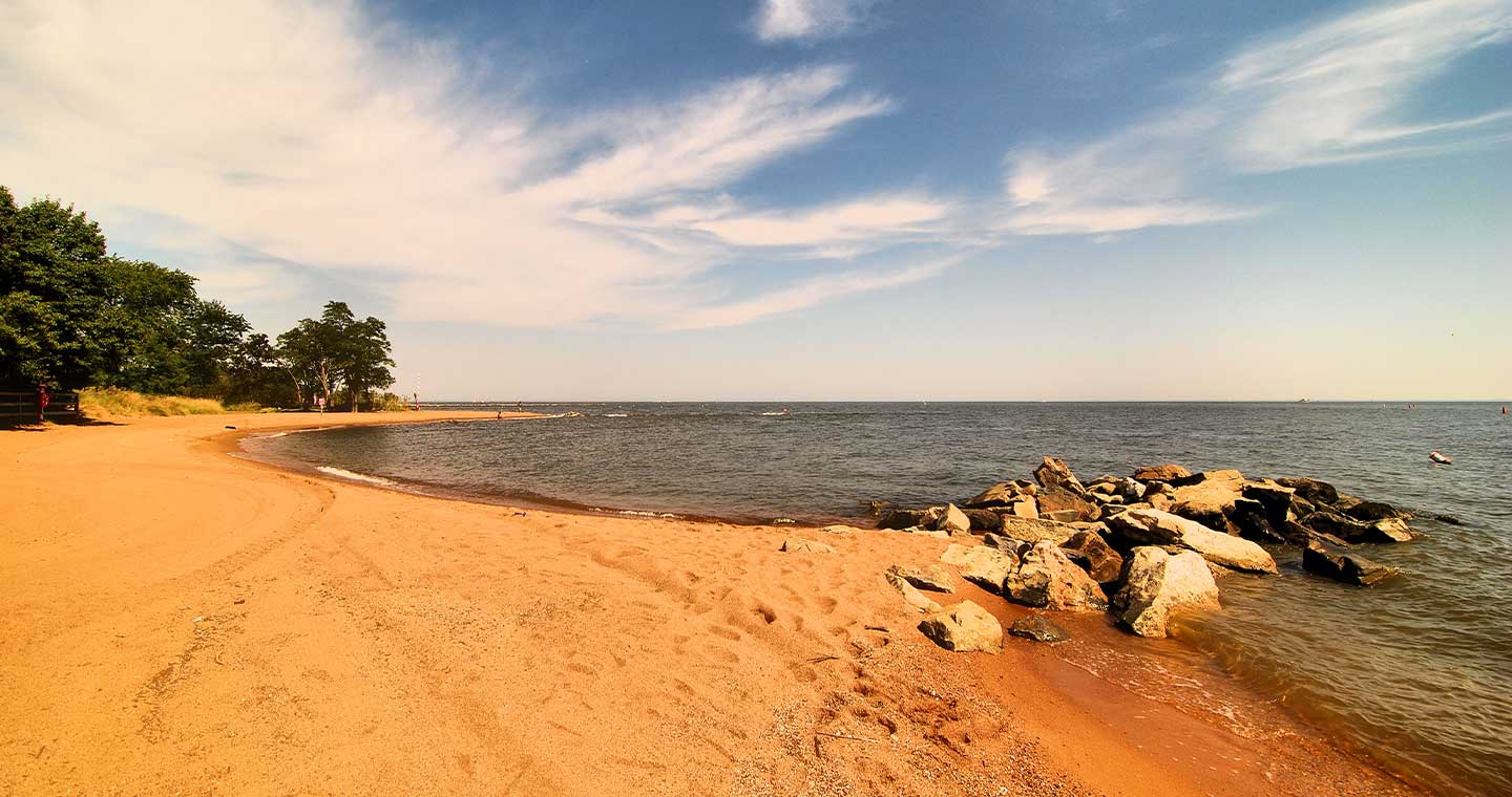 Red sand beach, sandy point
